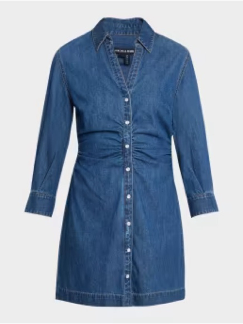 Veronica Beard Maura Denim Ruched-Waist Mini Dress